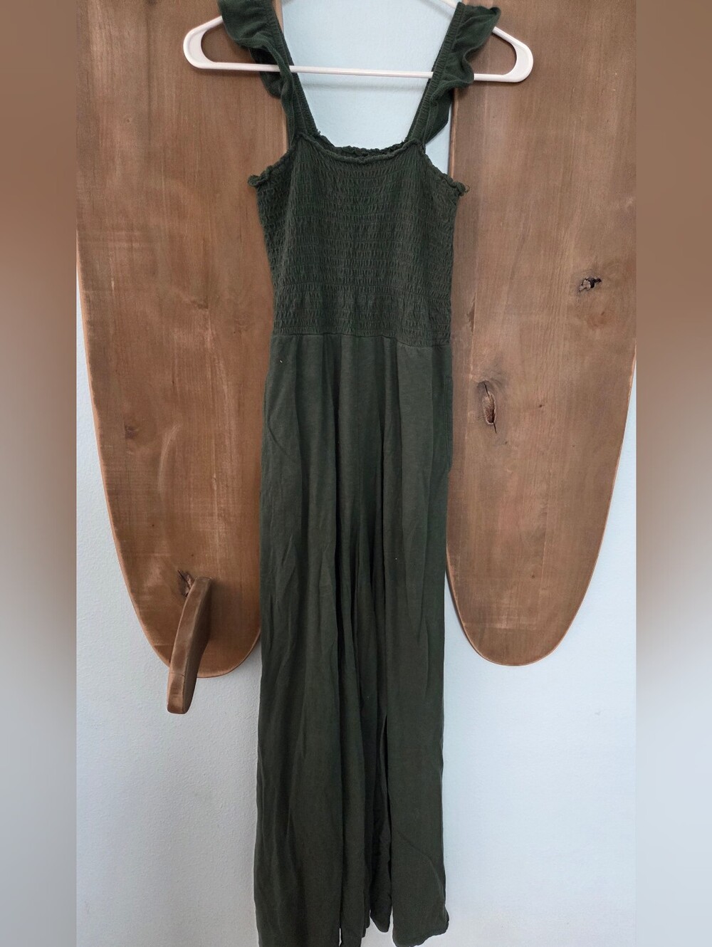 aerie Olive Green Smocked Jumpsuit